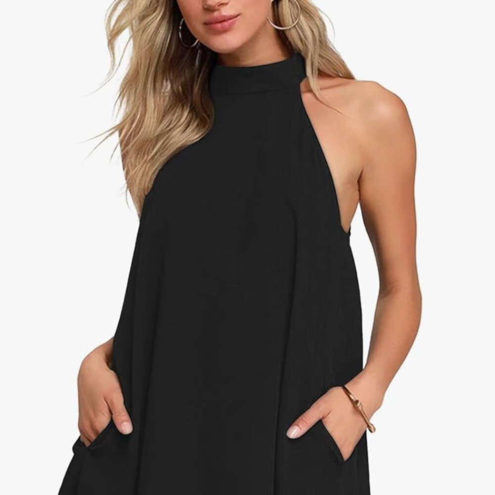 NWT AUSELILY AMAZON Halter Mini Dress XL